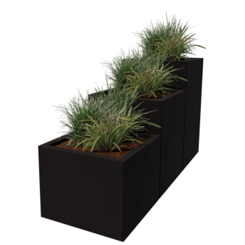 Stål plantekasse - 3-delt trappemodel - 150 x 50 x 80 cm - Andre RAL-farve - Uden bundplade