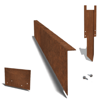 Bedkant af cortenstål bukket 22 cm komplet sæt pr. 15 meter