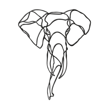 Væghængt dekoration i metal - Elefant 1.0 Small - 60 x 48,1 cm
