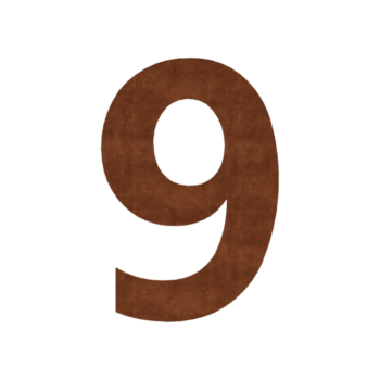 Cortenstål husnummer 9 - 33,2 x 50 cm