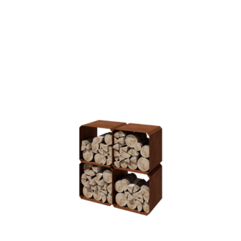 Cortenstål brændestativ - Colorado 4 stykker - 40 x 40 x 40 cm