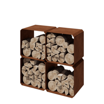 Cortenstål brændestativ - Colorado 4 stykker - 40 x 40 x 40 cm