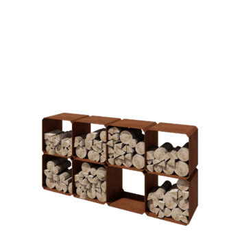 Cortenstål brændestativ - Colorado 8 stykker - 40 x 40 x 40 cm