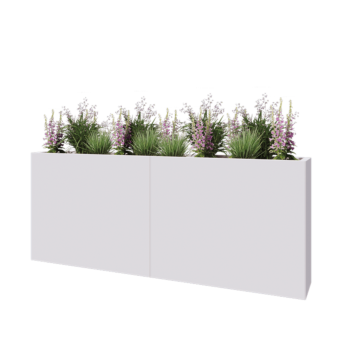 Stål plantekasse XXL - Rektangel - 200 x 30 x 80 cm - RAL9010 mat (hvid) - Uden bundplade