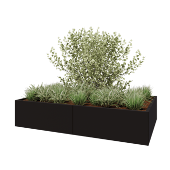 Stål plantekasse XXL - Rektangel - 200 x 120 x 40 cm - RAL9005 mat (sort) - Uden bundplade