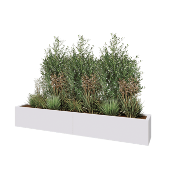 Stål plantekasse XXL - Rektangel - 200 x 30 x 30 cm - RAL9010 mat (hvid) - Uden bundplade