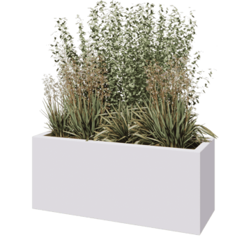 Plantekasse i glasfiber - Rektangel - 120 x 40 x 50 cm - RAL9010 mat (hvid) - Med bund