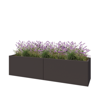 Stål plantekasse XXL - Rektangel - 200 x 50 x 50 cm - RAL7016 mat (antracitgrå) - Uden bundplade