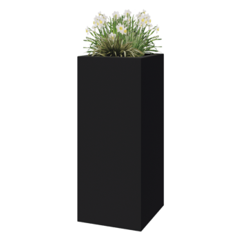 Plantekasse i glasfiber - Kvadratisk - 50 x 50 x 120 cm - RAL7021 mat (sortgrå) - Med bund