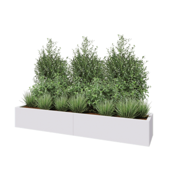 Stål plantekasse XXL - Rektangel - 200 x 40 x 30 cm - RAL9010 mat (hvid) - Uden bundplade