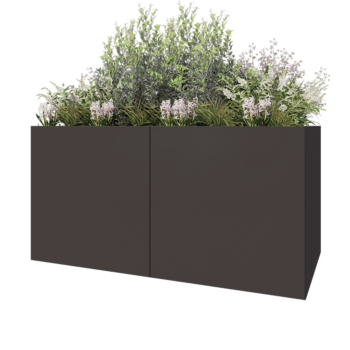 Stål plantekasse XXL - Rektangel - 200 x 100 x 100 cm - RAL7016 mat (antracitgrå) - Med bundplade