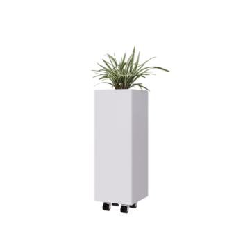 Stål plantekasse - Firkant - 30 x 30 x 80 cm - RAL9010 mat (hvid) - Med bundplade - Met hjul