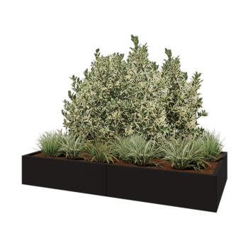 Stål plantekasse XXL - Rektangel - 200 x 100 x 30 cm - RAL9005 mat (sort) - Uden bundplade