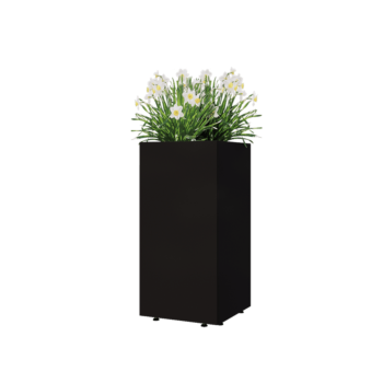 Stål plantekasse - Firkant - 40 x 40 x 80 cm - RAL9005 mat (sort) - Med bundplade - Med ben
