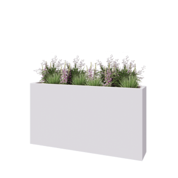 Plantekasse i glasfiber - Rektangel - 150 x 25 x 80 cm - RAL9010 mat (hvid) - Med bund