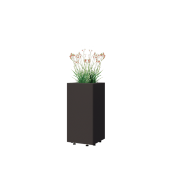 Stål plantekasse - Firkant - 30 x 30 x 60 cm - RAL7016 mat (antracitgrå) - Med bundplade - Med ben