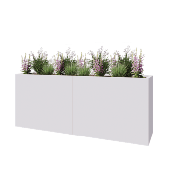 Stål plantekasse XXL - Rektangel - 200 x 50 x 80 cm - RAL9010 mat (hvid) - Uden bundplade