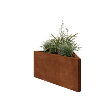 Cortenstål plantekasse - Trekant ligebenet - 83,9 x 46,4 x 40 cm - Uden bundplade