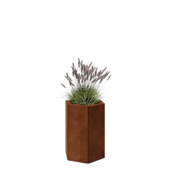 Cortenstål plantekasse - Sekshjørne - 39,3 x 34,6 x 50 cm - Med bundplade