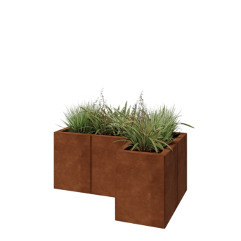 Cortenstål plantekasse - L-formet - 90 x 60 x 40 cm - Med bundplade