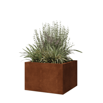 Cortenstål plantekasse - Firkant - 60 x 60 x 40 cm - Med bundplade