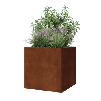Cortenstål plantekasse - Firkant - 60 x 60 x 60 cm - Med bundplade