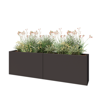 Stål plantekasse XXL - Rektangel - 200 x 30 x 60 cm - RAL7016 mat (antracitgrå) - Med bundplade