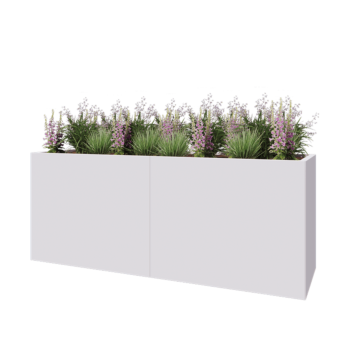 Stål plantekasse XXL - Rektangel - 200 x 60 x 80 cm - RAL9010 mat (hvid) - Uden bundplade