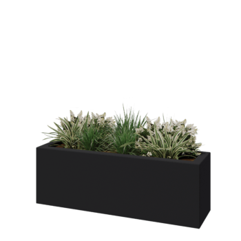 Plantekasse i glasfiber - Rektangel - 120 x 30 x 40 cm - RAL7021 mat (sortgrå) - Med bund