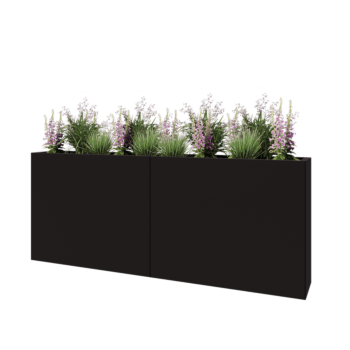 Stål plantekasse XXL - Rektangel - 200 x 30 x 80 cm - RAL9005 mat (sort) - Uden bundplade