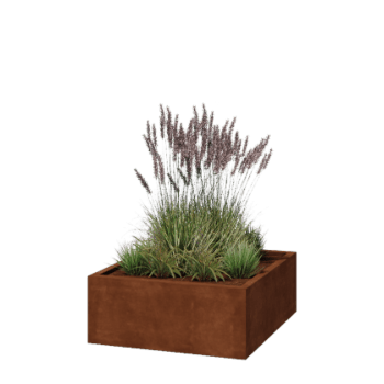 Cortenstål plantekasse - Firkant - 100 x 100 x 40 cm - Svejset - Uden bundplade