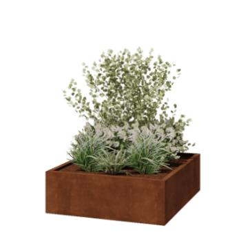 Cortenstål plantekasse - Firkant - 120 x 120 x 40 cm - Svejset - Med bundplade