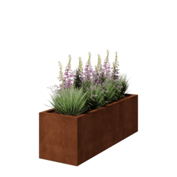 Cortenstål plantekasse - Rektangel - 150 x 50 x 50 cm - Svejset - Med bundplade