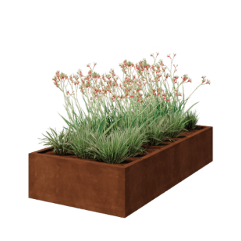 Cortenstål plantekasse - Rektangel - 200 x 100 x 40 cm - Svejset - Uden bundplade