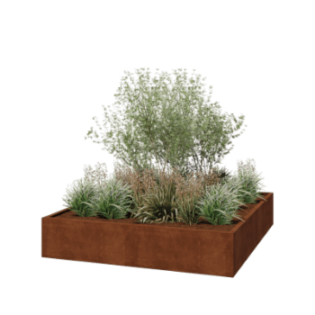 Cortenstål plantekasse - Firkant - 200 x 200 x 40 cm - Svejset - Uden bundplade