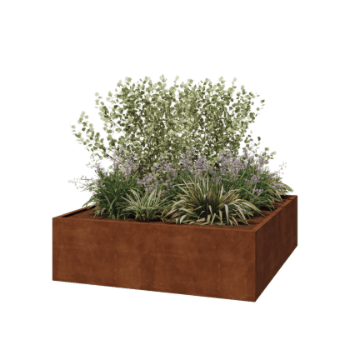 Cortenstål plantekasse - Firkant - 200 x 200 x 60 cm - Svejset - Uden bundplade