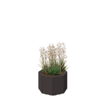 Stål plantekasse - Ottekant - 48,3 x 48,3 x 30 cm - RAL7016 mat (antracitgrå) - Med bundplade - Med ben