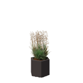 Stål plantekasse - Sekshjørne - 39,3 x 34,6 x 30 cm - RAL7016 mat (antracitgrå) - Med bundplade - Med ben