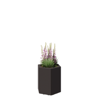 Stål plantekasse - Sekshjørne - 39,3 x 34,6 x 40 cm - RAL7016 mat (antracitgrå) - Med bundplade - Med ben