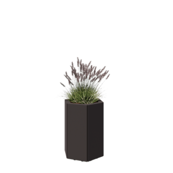 Stål plantekasse - Sekshjørne - 39,3 x 34,6 x 50 cm - RAL7016 mat (antracitgrå) - Med bundplade - Med ben