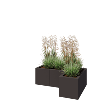 Stål plantekasse - L-formet - 90 x 60 x 30 cm - RAL7016 mat (antracitgrå) - Uden bundplade