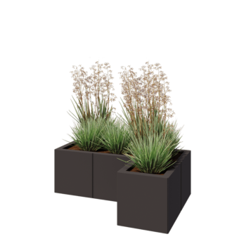 Stål plantekasse - L-formet - 90 x 60 x 30 cm - Andre RAL-farve - Med bundplade