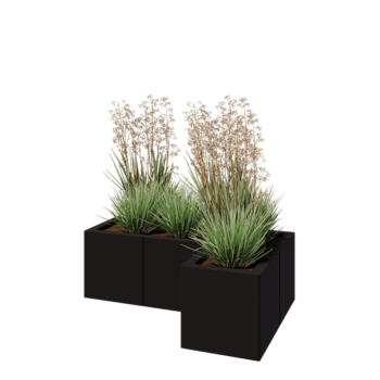 Stål plantekasse - L-formet - 90 x 60 x 30 cm - RAL9005 mat (sort) - Uden bundplade