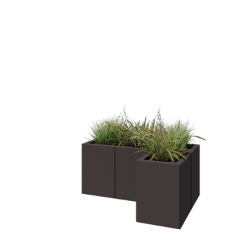 Stål plantekasse - L-formet - 90 x 60 x 40 cm - RAL7016 mat (antracitgrå) - Uden bundplade