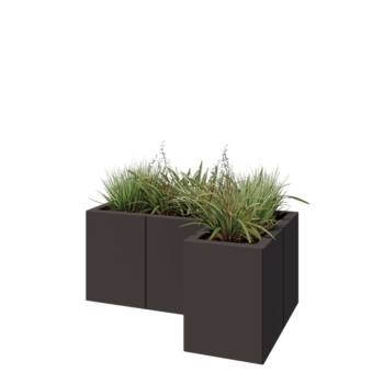 Stål plantekasse - L-formet - 90 x 60 x 40 cm - RAL7016 mat (antracitgrå) - Med bundplade