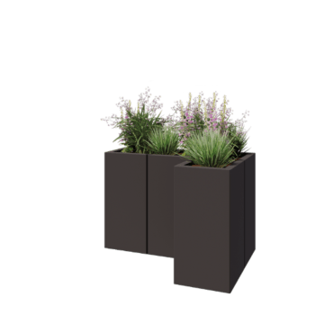 Stål plantekasse - L-formet - 90 x 60 x 60 cm - RAL7016 mat (antracitgrå) - Med bundplade