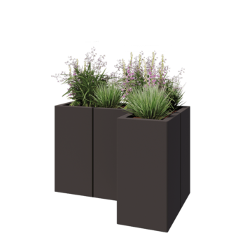Stål plantekasse - L-formet - 90 x 60 x 60 cm - Andre RAL-farve - Med bundplade
