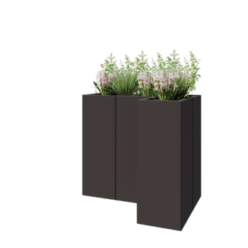 Stål plantekasse - L-formet - 90 x 60 x 80 cm - RAL7016 mat (antracitgrå) - Med bundplade