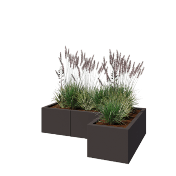 Stål plantekasse - L-formet - 120 x 80 x 30 cm - RAL7016 mat (antracitgrå) - Uden bundplade