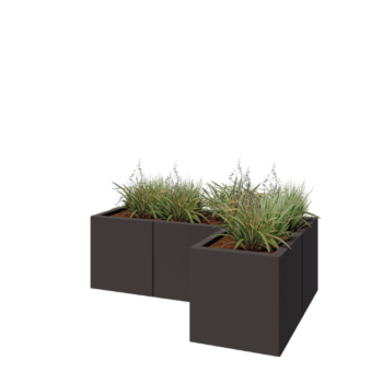 Stål plantekasse - L-formet - 120 x 80 x 40 cm - RAL7016 mat (antracitgrå) - Uden bundplade